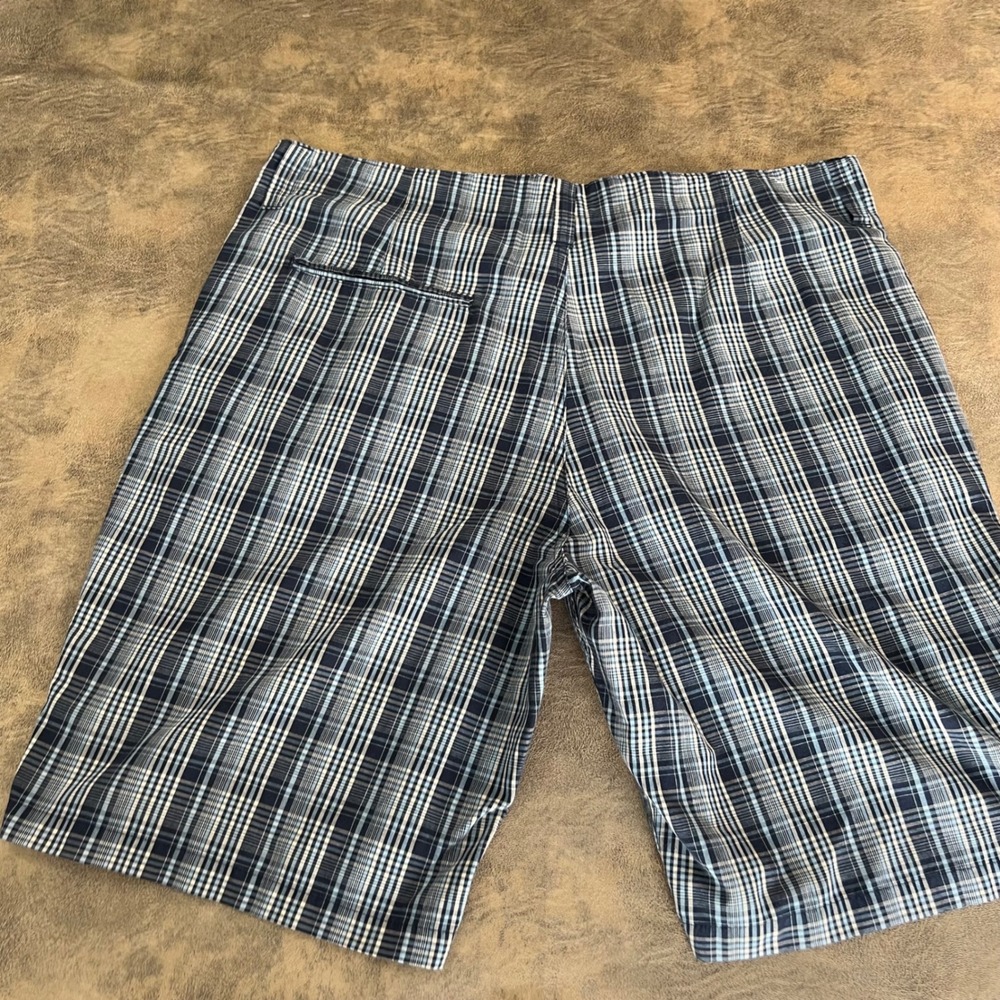 Anchor‎ Blue Plaid Shorts Mens 40 Blue Checkered Flat Front Casual Twill